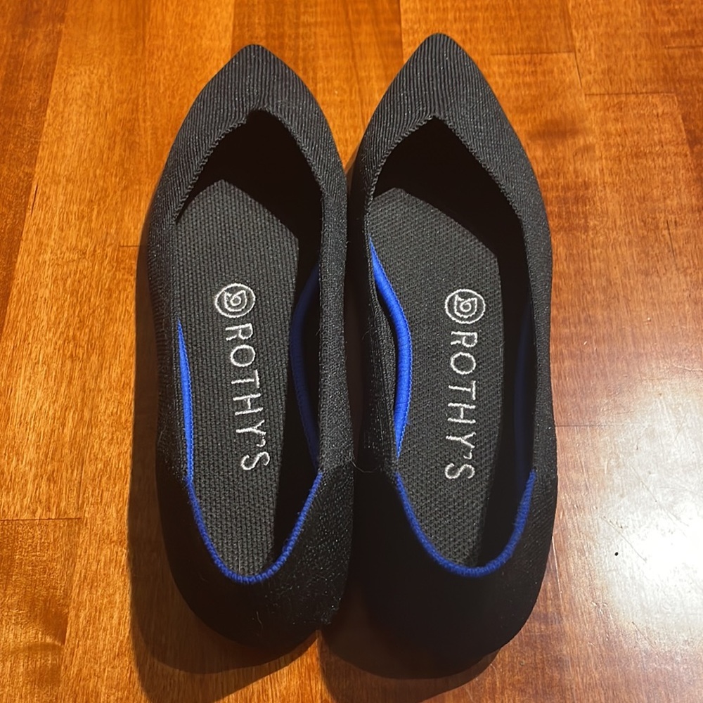 Rothy’s Black Pointed Toe Flats, 6.5